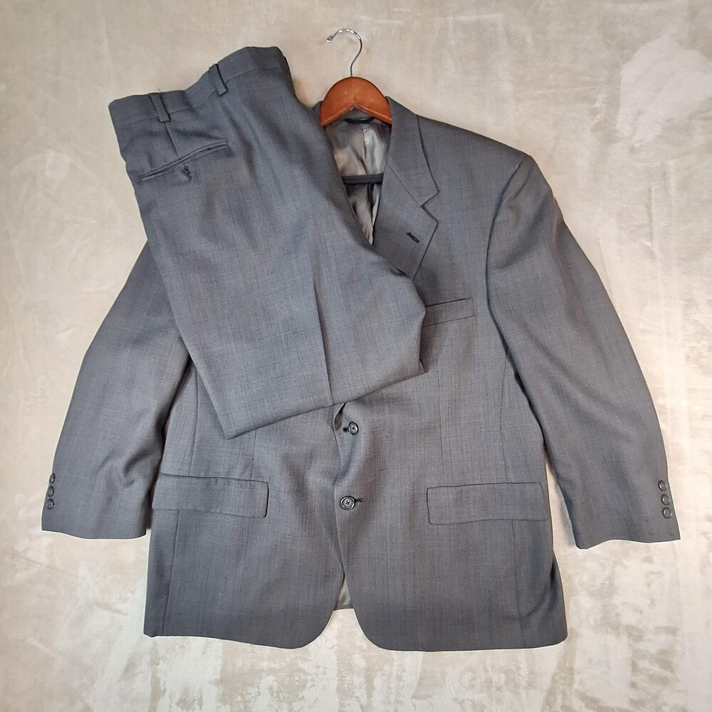 Vintage Society Brand Ltd Suit Mens XL Gray Plaid Two Piece Made USA 90s